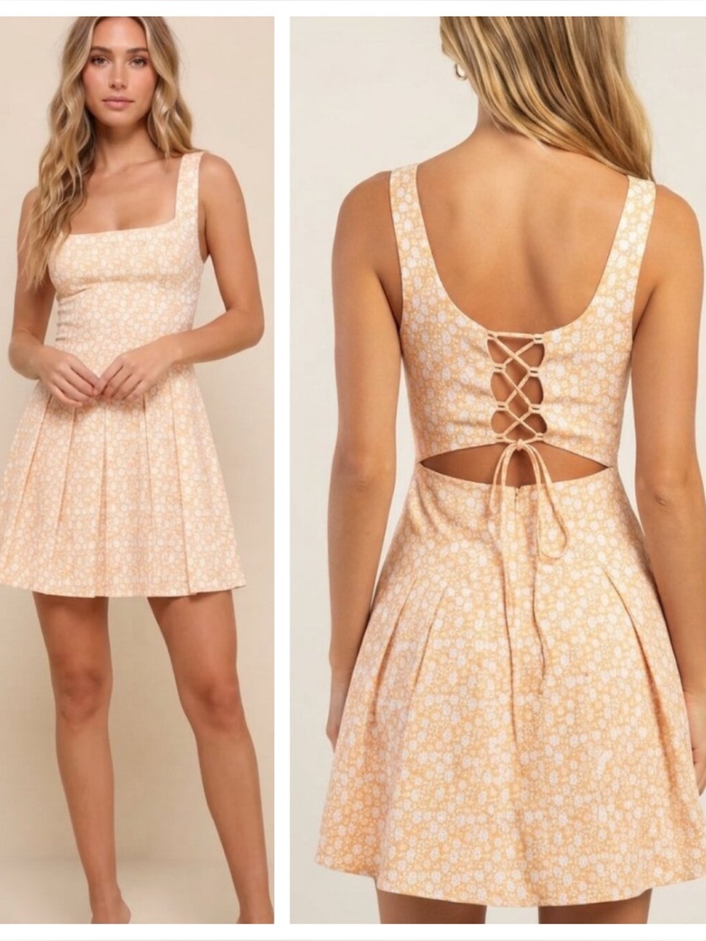 Lulus Sweetest Times Orange Floral Jacquard Lace-Up Mini Dress M 39950